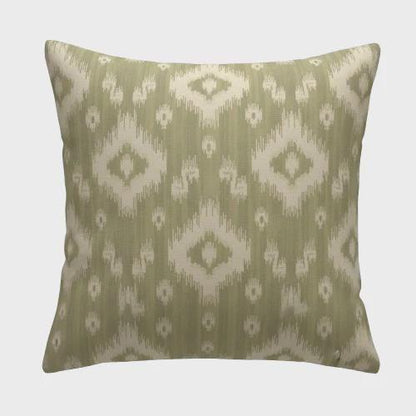 Ikat Geometric Diamond Green Cushion Cover, Handmade