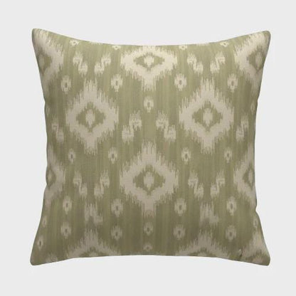 Ikat Geometric Diamond Green Cushion Cover, Handmade