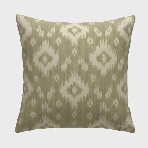 Ikat Geometric Diamond Green Cushion Cover, Handmade