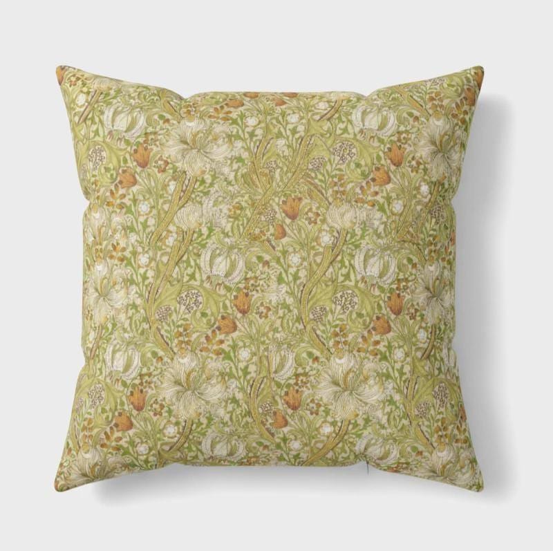 William Morris Golden Lily Cornsilk Cushion Cover , Floral Throw Pillow , Handmade UK
