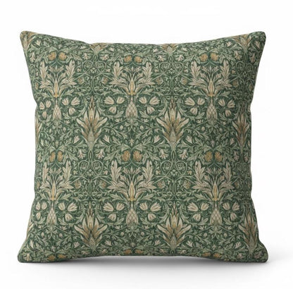 William Morris Snakeshead Forest Green Cushion Cover , Floral Throw Pillow , Handmade UK