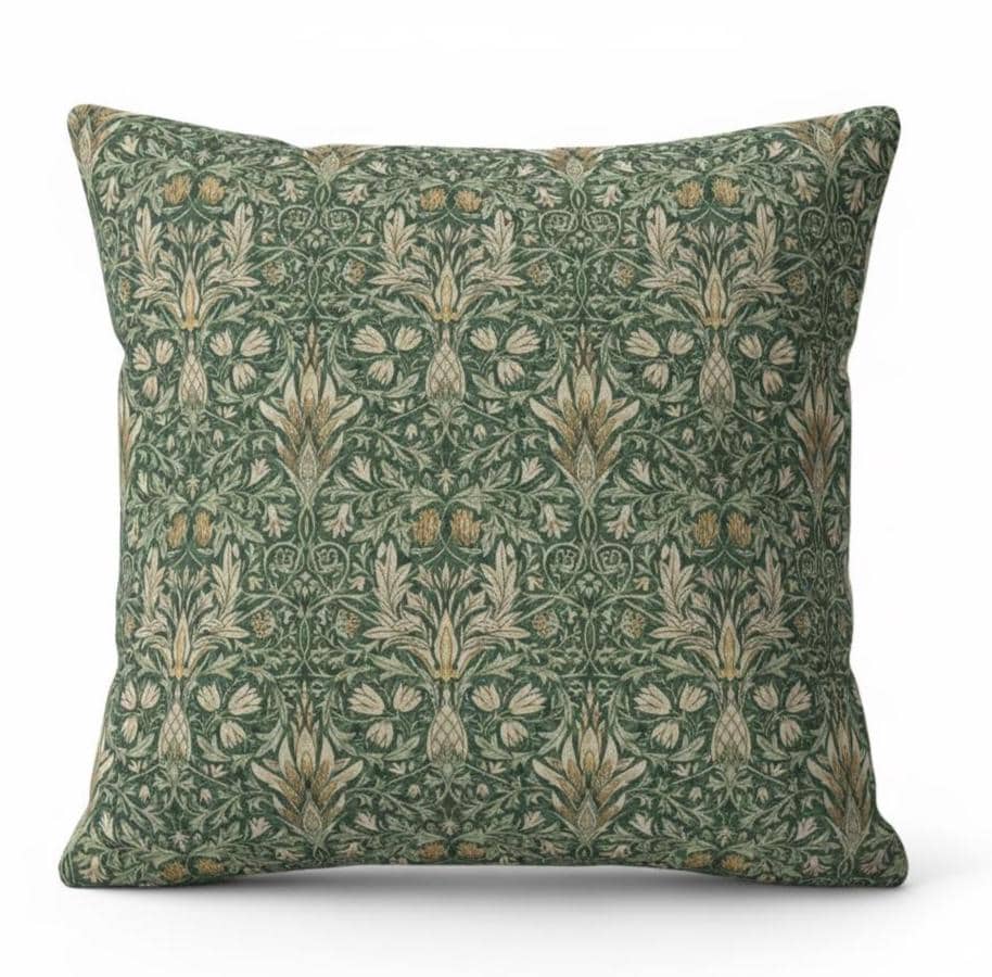 William Morris Snakeshead Forest Green Cushion Cover , Floral Throw Pillow , Handmade UK