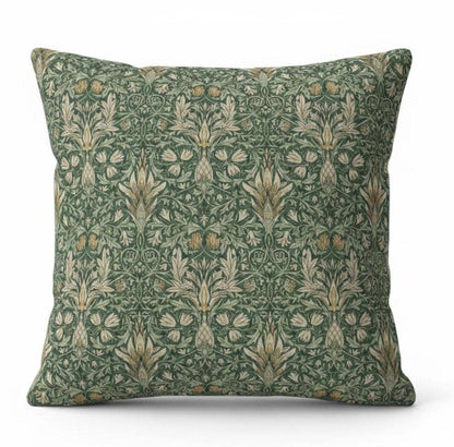 William Morris Snakeshead Forest Green Cushion Cover , Floral Throw Pillow , Handmade UK