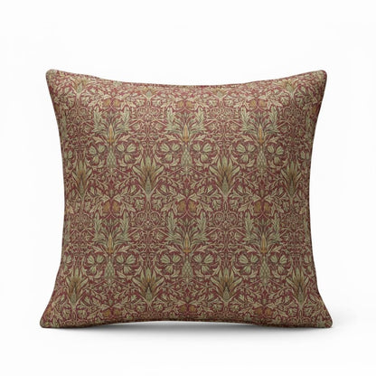 William Morris Cushion Cover Snakeshead Wine Red , Floral Throw Pillow , Handmade UK
