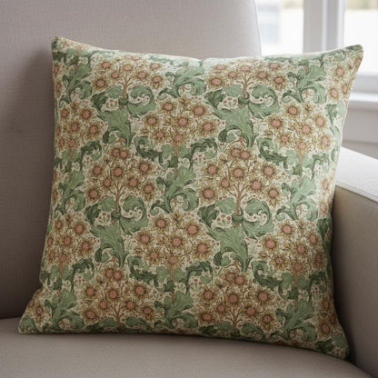 William Morris Cushion Cover Orchid Buttercup Green , Floral Throw Pillow , Handmade UK