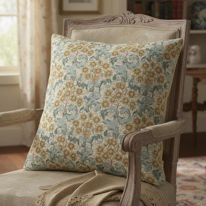 William Morris Cushion Cover Orchid Tourmaline Natural, Floral Throw Pillow, Handmade UK