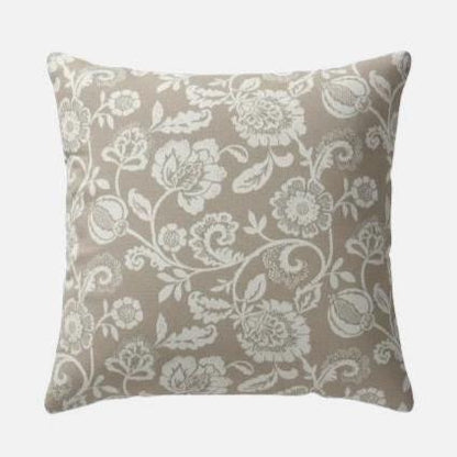 Eliza Tapestry Floral Cushion Cover , Natural Beige Cotton Throw Pillow , Handmade UK