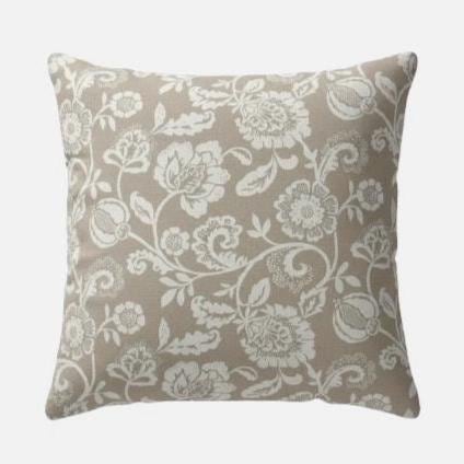 Eliza Tapestry Floral Cushion Cover , Natural Beige Cotton Throw Pillow , Handmade UK