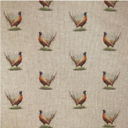 Rustic Pheasant Pattern Cushion Cover , Beige Cotton Throw Pillow , Handmade UK