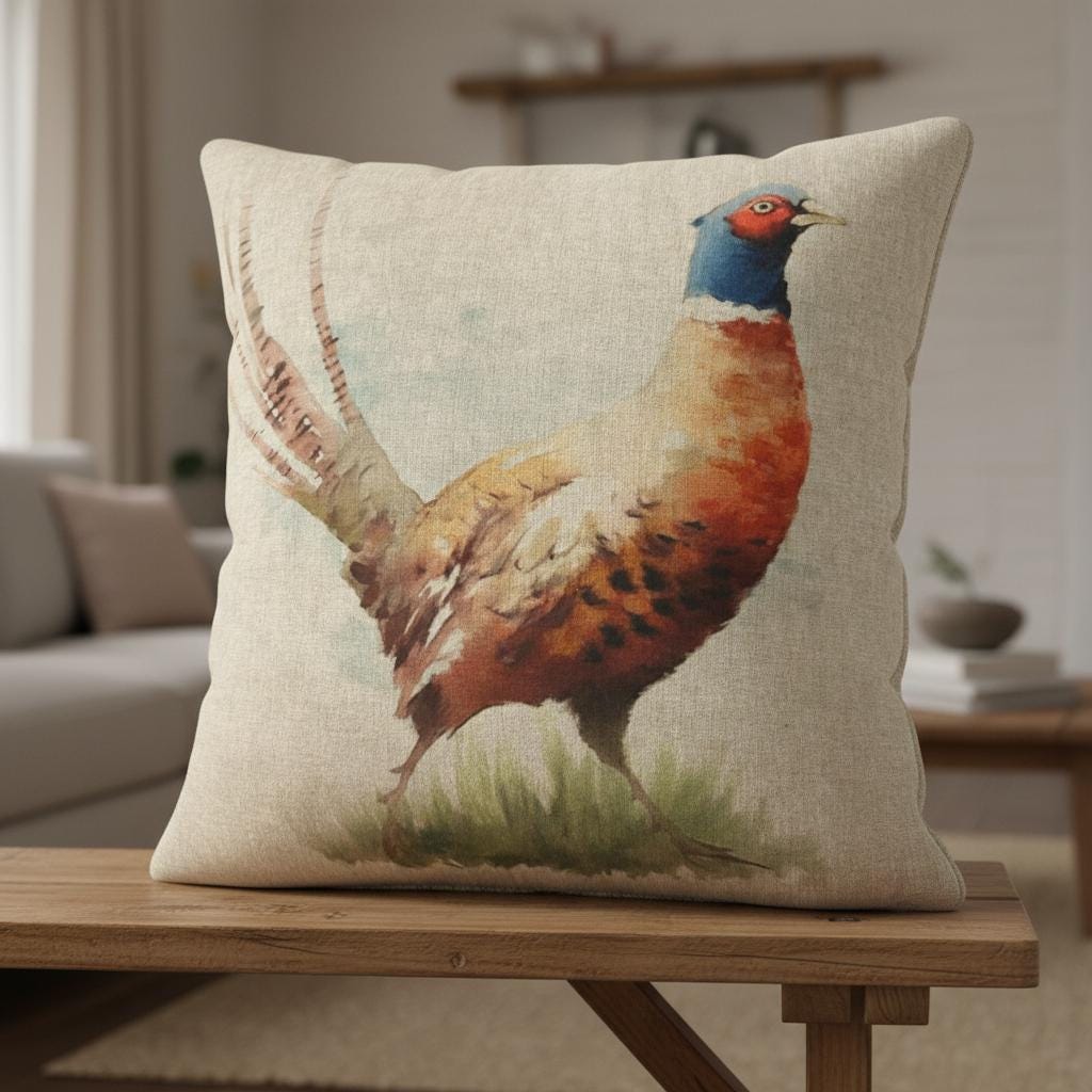 Pheasant Natural Beige Cushion Cover