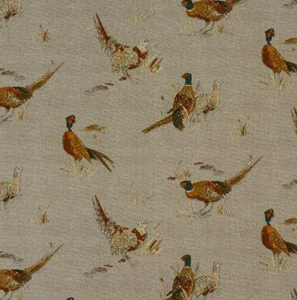Rustic Pheasant Pattern Cushion Cover , Beige Throw Pillow , Handmade UK