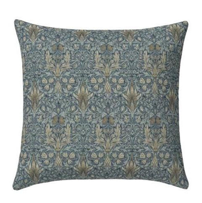 William Morris Snakeshead Cushion Cover , Floral Denim Blue Throw Pillow , Handmade UK