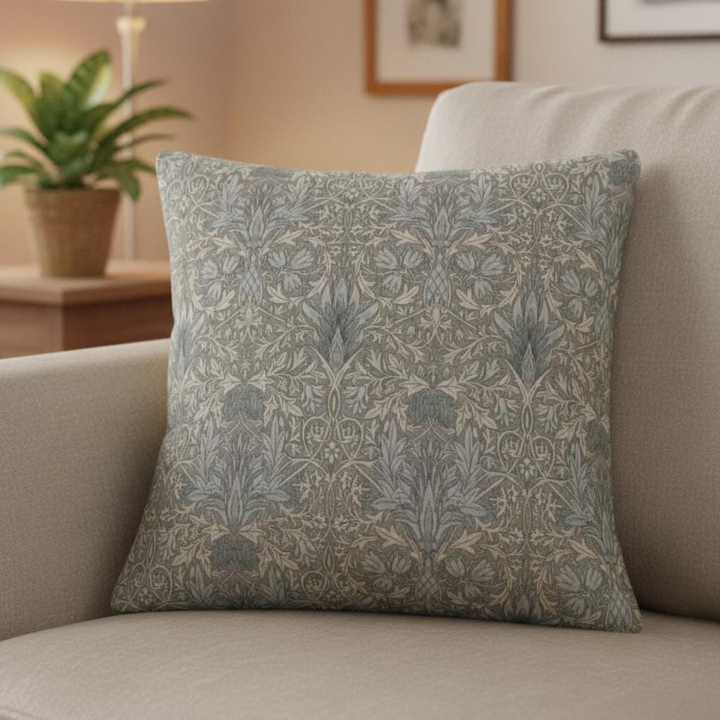 William Morris Snakeshead Dove Grey Cushion Cover , Floral Throw Pillow , Handmade UK