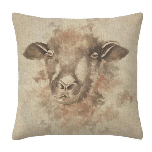 Serenity Sheep Watercolor Natural Cushion Cover