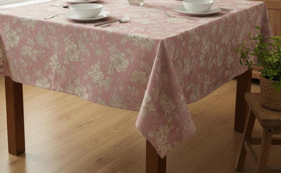Pink Rose Floral Tablecloth , Round Oval Square Rectangle , Handmade UK