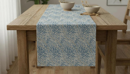 William Morris Table Runner Willow Bough Azure Blue , Cotton Napkins , Handmade UK