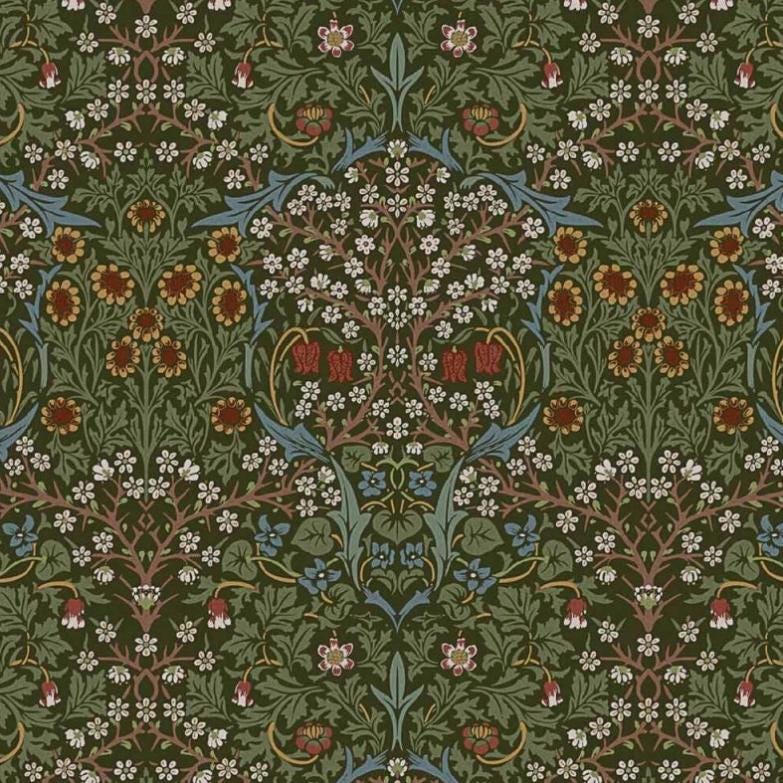 William Morris Blackthorne Floral Forest Table Runner, Floral Cotton Napkins, Handmafe UK