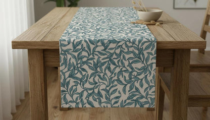 Leaf Leaves Entwistle Teal Table Runner Napkins, Various Size, Handmade UK