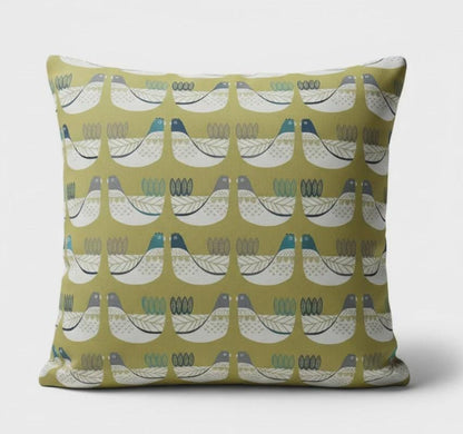 Cluck Cluck Hens Chicken Capri Green Cushion Cover , Handmade UK