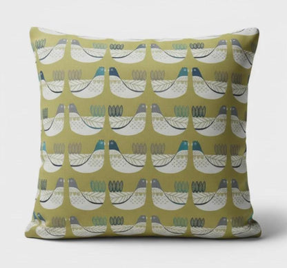 Cluck Cluck Hens Chicken Capri Green Cushion Cover , Handmade UK