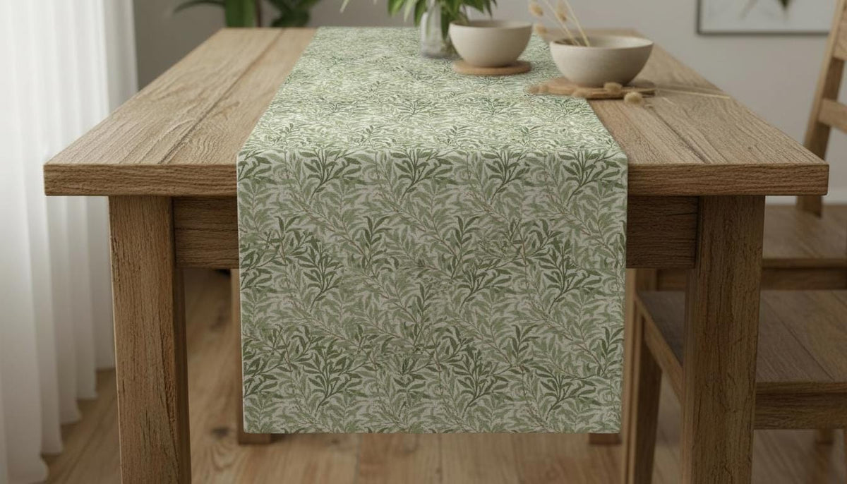 William Morris Table Runner Willow Bough Sage Green , Cotton Napkins , Handmade UK