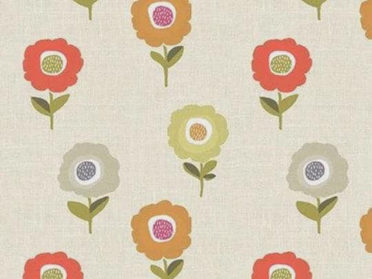 Floral Orange Cushion Cover , Retro Blossom Elsa Tutti Frutti Throw Pillow , Handmade UK