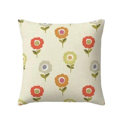 Floral Orange Cushion Cover , Retro Blossom Elsa Tutti Frutti Throw Pillow , Handmade UK