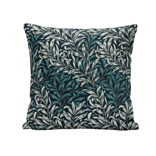 William Morris Cushion Cover Willow Bough Dark Teal, Leaf Leaves Throw Pillow, Handmade UK