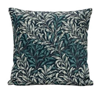 William Morris Cushion Cover Willow Bough Dark Teal, Leaf Leaves Throw Pillow, Handmade UK