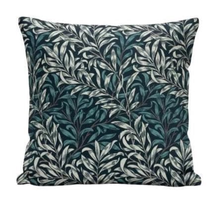 William Morris Cushion Cover Willow Bough Dark Teal, Leaf Leaves Throw Pillow, Handmade UK