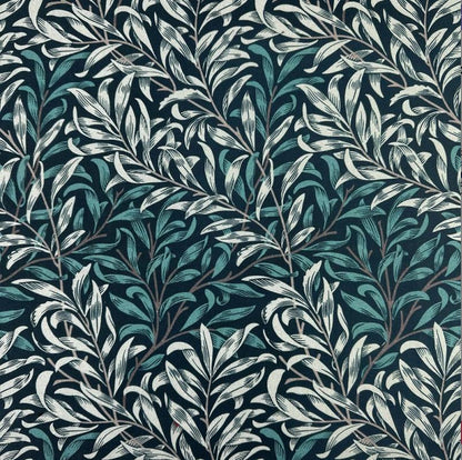 William Morris Cushion Cover Willow Bough Dark Teal, Leaf Leaves Throw Pillow, Handmade UK
