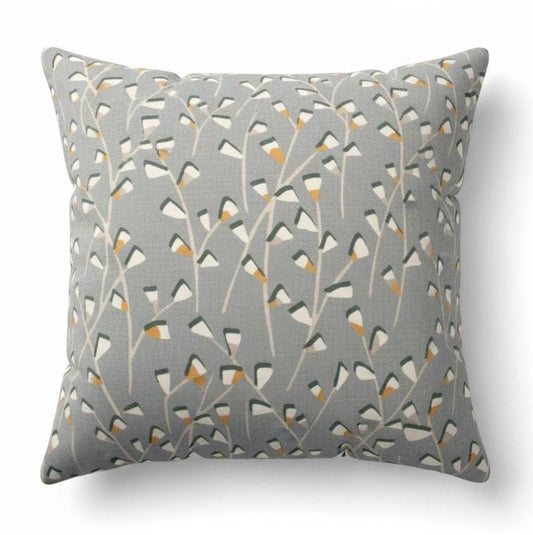 Modern Grey Floral Pattern Cushion Cover , Tenby Mineral Throw Pillow , Handmade UK .
