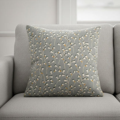 Modern Grey Floral Pattern Cushion Cover , Tenby Mineral Throw Pillow , Handmade UK .