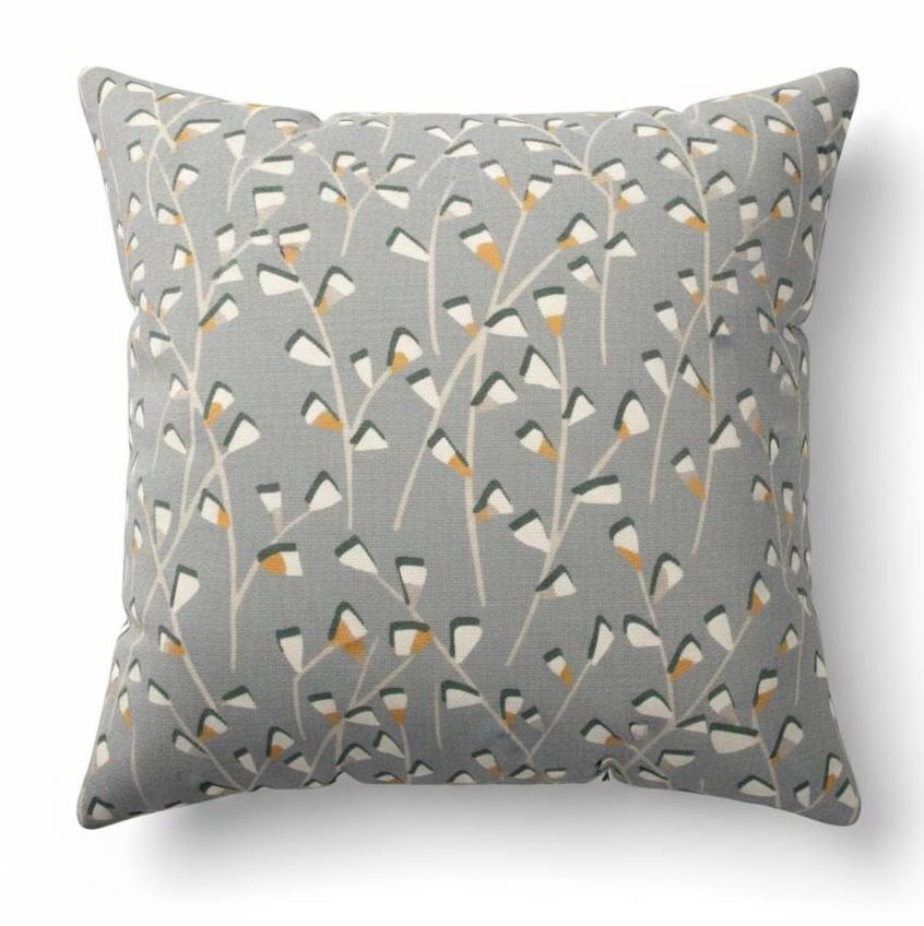Modern Grey Floral Pattern Cushion Cover , Tenby Mineral Throw Pillow , Handmade UK .