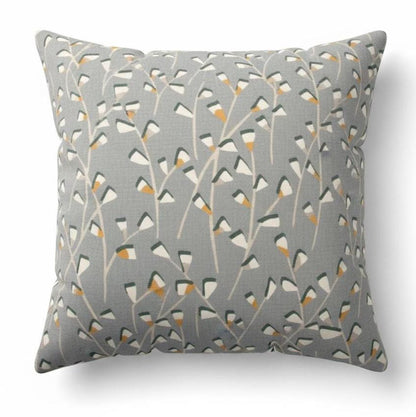 Modern Grey Floral Pattern Cushion Cover , Tenby Mineral Throw Pillow , Handmade UK .