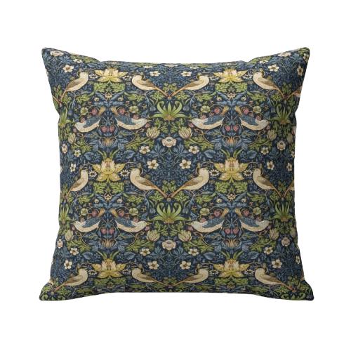 William Morris Strawberry Thief Navy Blue Cushion Cover , Handmade UK