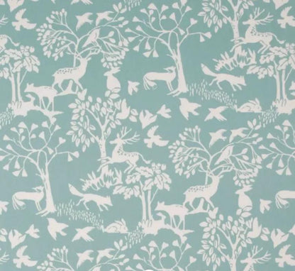 Woodland Forest Animals Tablecloth , Vilda Ice Blue Table Cloth , Round Oval Rectange , Handmade UK