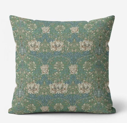 William Morris Cushion Cover Honeysuckle Seaspray Green, Floral Throw Pillow , Handmade UK