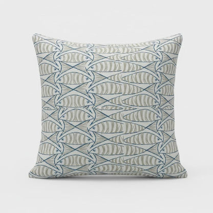 Cornish Sardines Sprats Cushion Cover , Seaside Fish Nautical Throw Pillow , Handmade UK