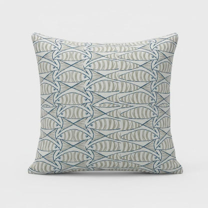 Cornish Sardines Sprats Cushion Cover , Seaside Fish Nautical Throw Pillow , Handmade UK