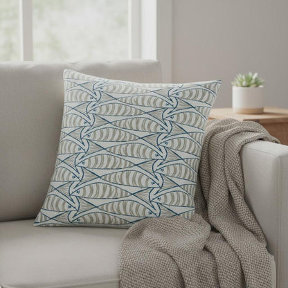 Cornish Sardines Sprats Cushion Cover , Seaside Fish Nautical Throw Pillow , Handmade UK