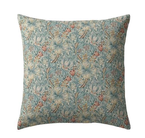 William Morris Golden Lily Cushion Cover , Floral Tourmaline Azure Blue Throw Pillow , Handmade UK