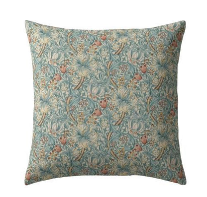 William Morris Golden Lily Cushion Cover , Floral Tourmaline Azure Blue Throw Pillow , Handmade UK