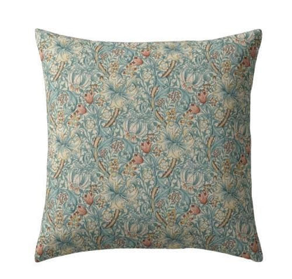 William Morris Golden Lily Cushion Cover , Floral Tourmaline Azure Blue Throw Pillow , Handmade UK