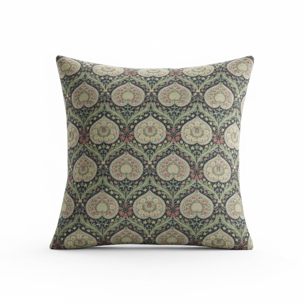 William Morris Eden Cushion Cover , Floral Midnight Throw Pillow , Handmade UK