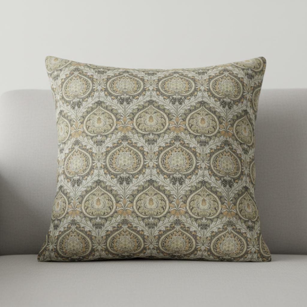 William Morris Eden Cushion Cover , Floral Natural Throw Pillow , Handmade UK