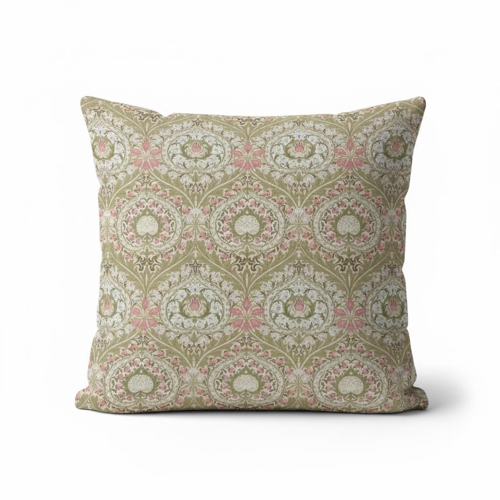 William Morris Eden Rose Cushion Cover , Floral Pink Throw Pillow , Handmade UK