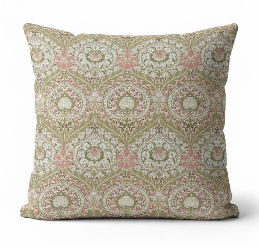 William Morris Eden Rose Cushion Cover , Floral Pink Throw Pillow , Handmade UK