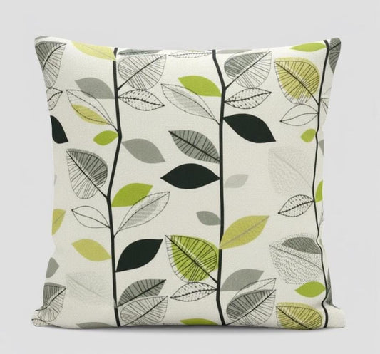 Autumn Leaves Green Lime Cushion Cover , Leaf Cushion Cover , Throw Pillow , Scatter Cushions , Cushion Cover UK