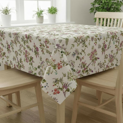 Botanical Garden Floral Tablecloth Napkins, Handmade Cotton Linen Look Fabric